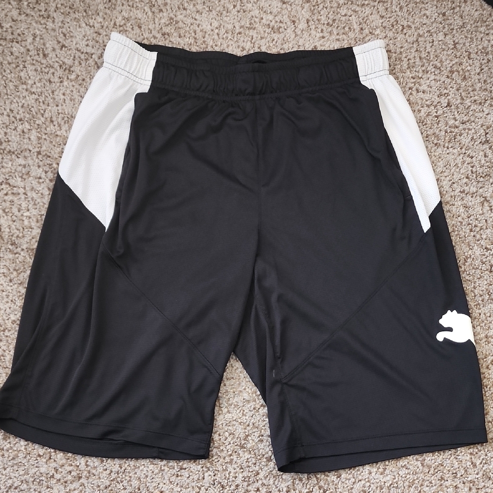 Puma Men's Athletic Shorts in Black and White